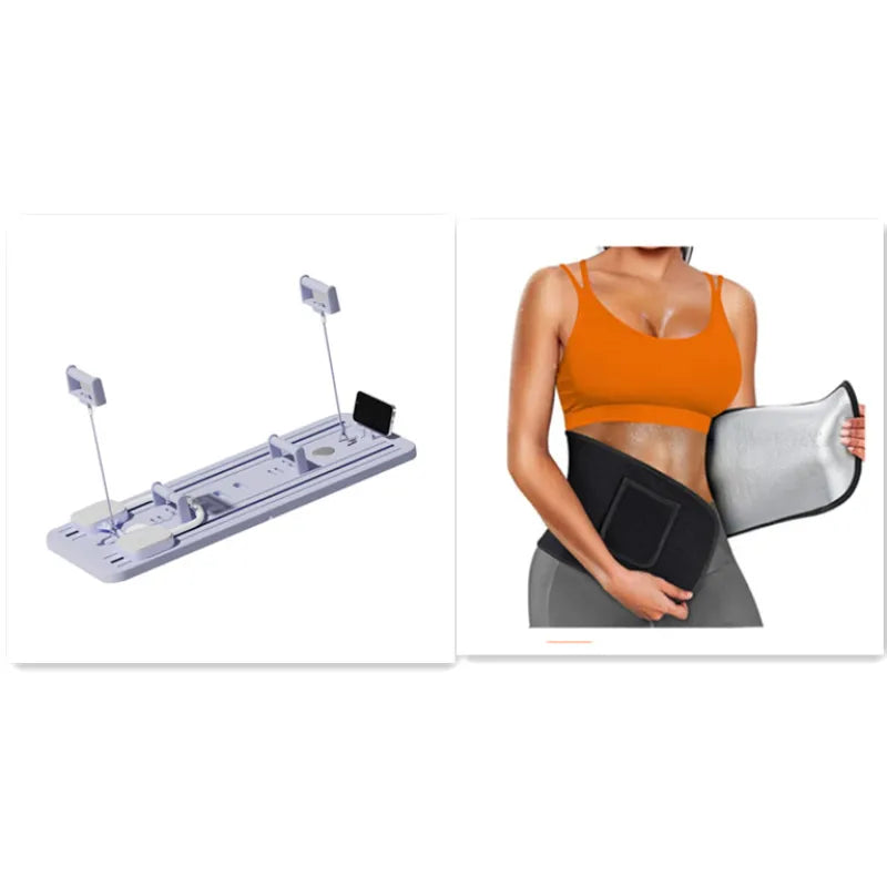 Fitness equipment with digital display and a person wearing an orange top and black waist trainer. Product from ghg global powerhouse.
