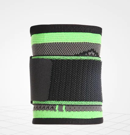 Black and green wristband with mesh design on a white background, from ghg global powerhouse.