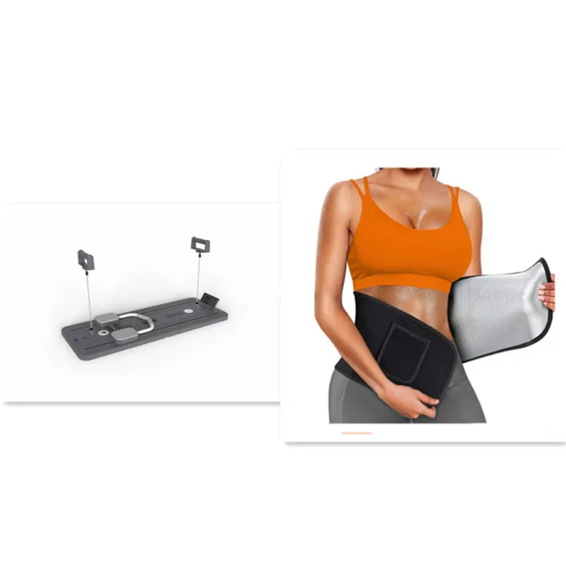 Person holding a black and silver waist trainer with a white background, from ghg global powerhouse.