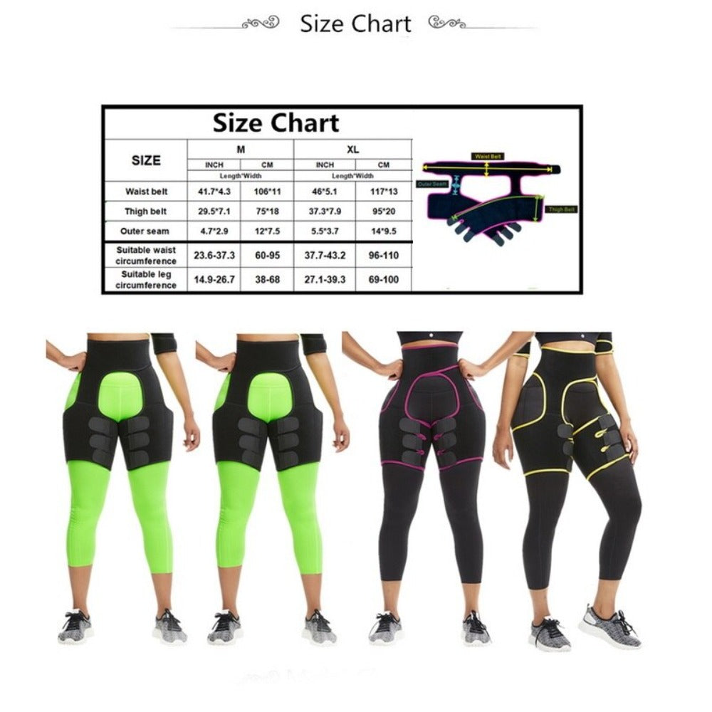 size guide for waist trainer thigh slimmer from ghg wellness shop