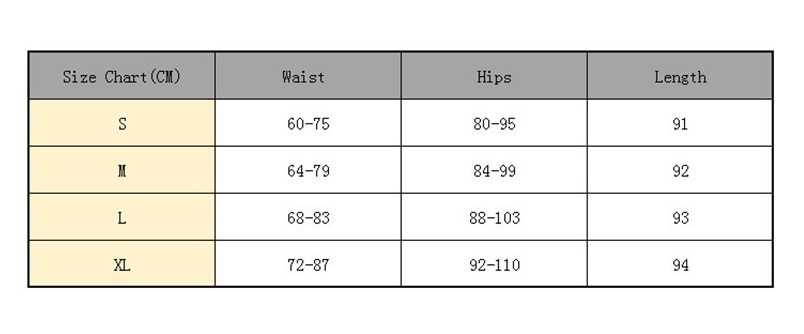 size guide for high waist sports legging from ghg wellness shop